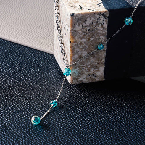 Sarcelle | Argent | Suspension double cascade de verre Firefly